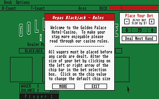 Vegas Blackjack atari screenshot